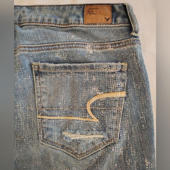 American Eagle Outfitters Distressed Stretch Skinny Jeans Denim Pants Sz 10 - Picture 15 of 16